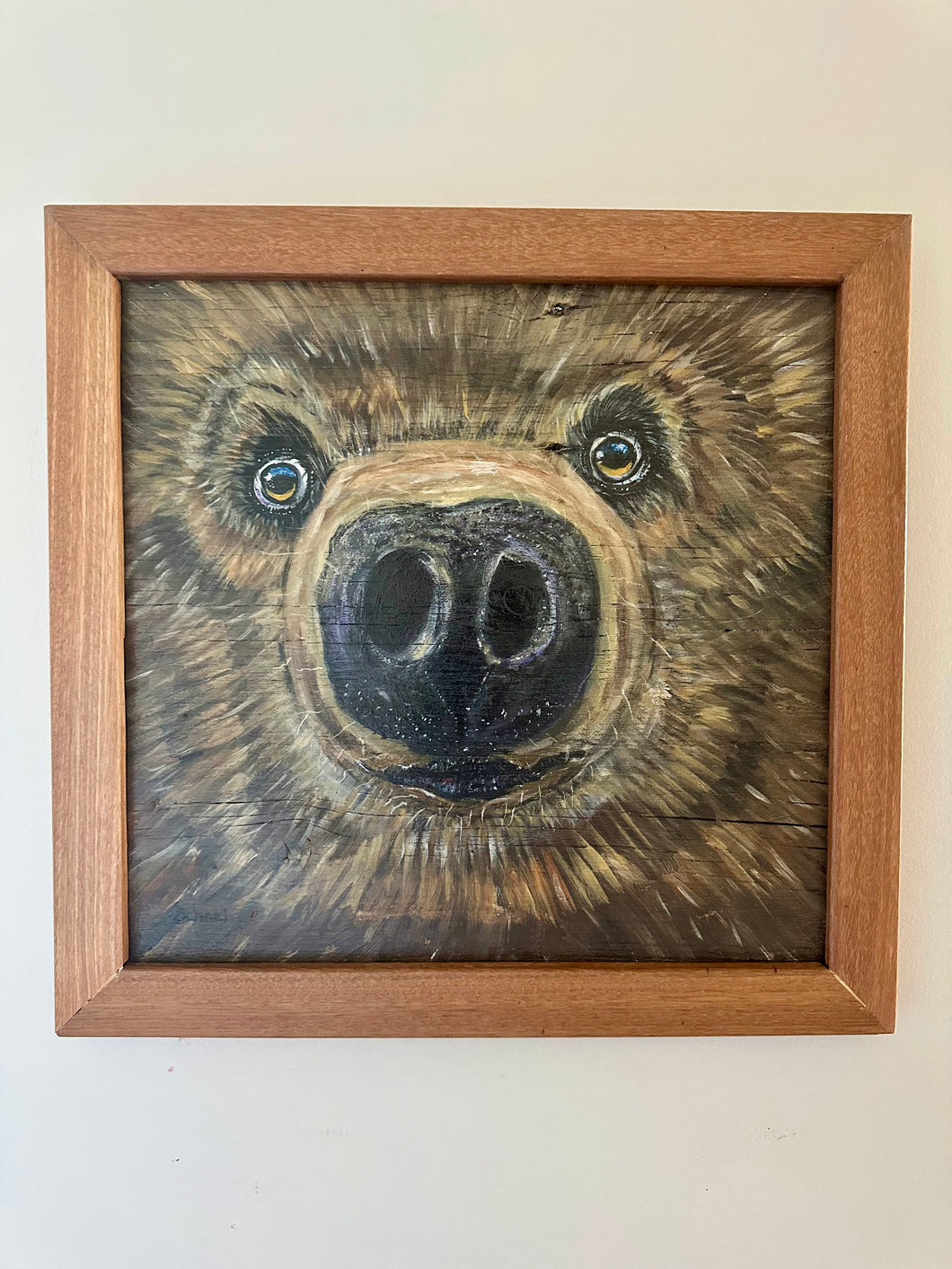 Big Baloo Bear Original Animal Art on Reclaimed Wood