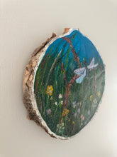 Load image into Gallery viewer, Dragonfly Wildflowers Painting on Wood
