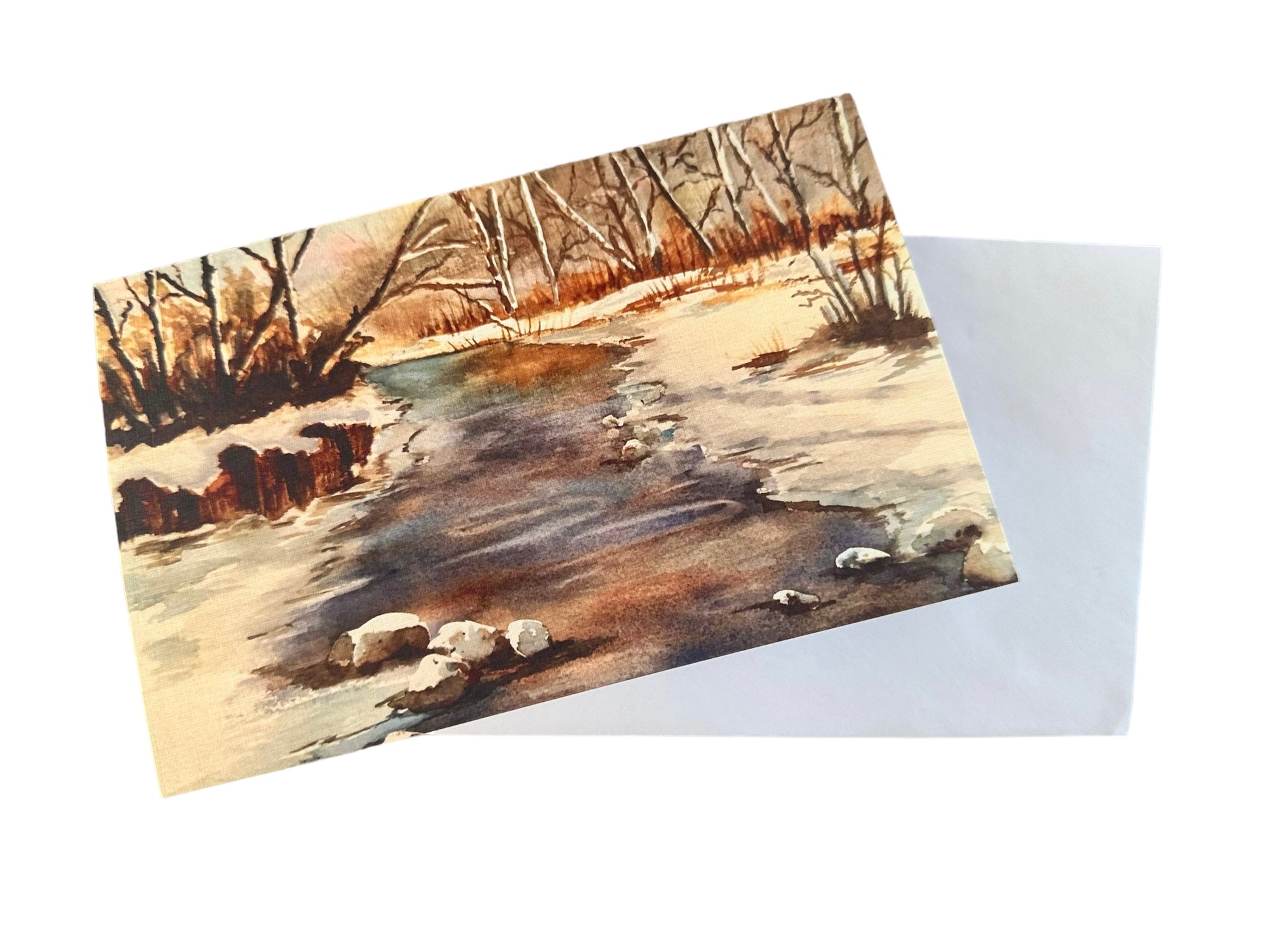 Winter River Flow Print Greeting Card