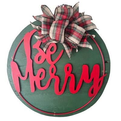Be Merry Reclaimed Wood Hanging Round