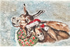 Decked Out Donkeys Original Art Print Card