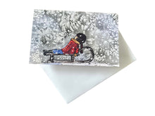 Load image into Gallery viewer, Catching Snowflakes Original Art Print Greeting Card
