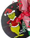 Grinch Christmas Round on Reclaimed Wood