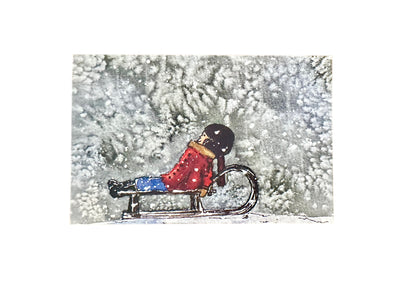 Catching Snowflakes Original Art Print Greeting Card
