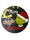 Grinch and Max Reclaimed Wood Hanging Round