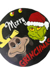 Grinch and Max Reclaimed Wood Hanging Round