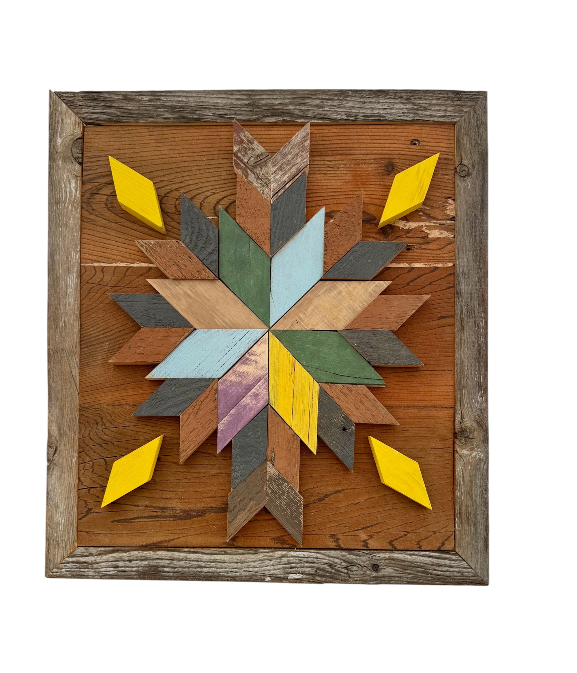Colour Burst Star Reclaimed Wood Wall Art