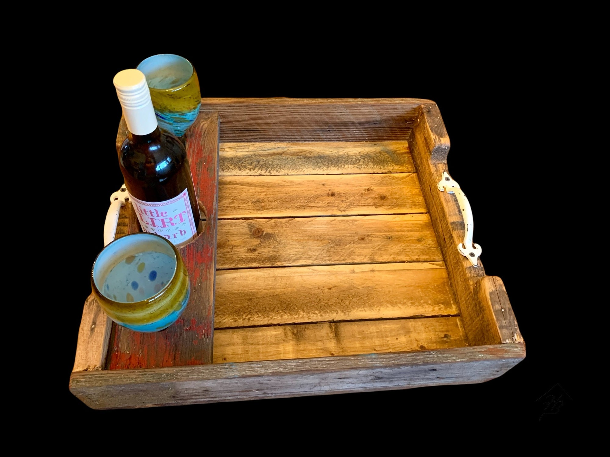 reclaimed wood tray with insert