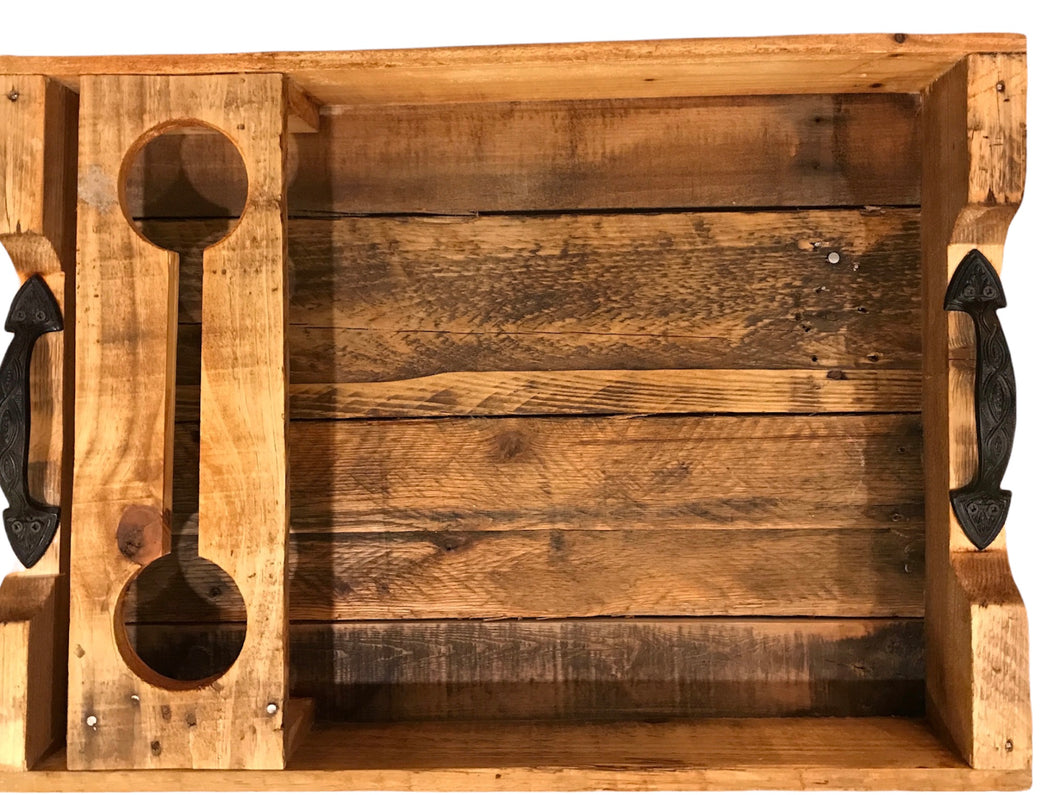 reclaimed wood tray with insert