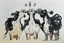 Load image into Gallery viewer, Caroling Cows Original Art Greeting Card
