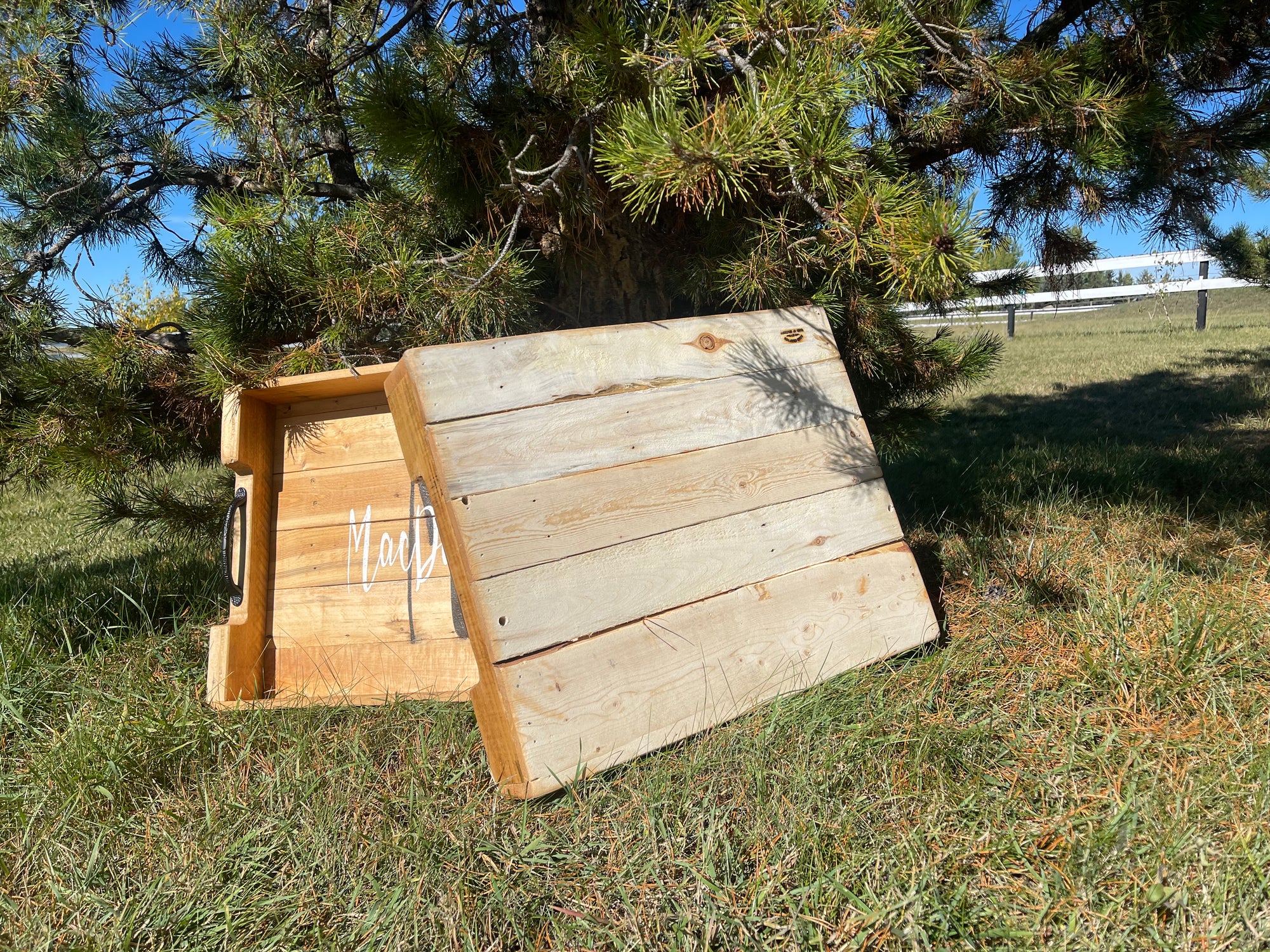 Monogrammed Reclaimed Wood Serving Tray