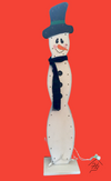 Lighted Freestanding Wood Snowman Stand