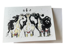 Load image into Gallery viewer, Caroling Cows Original Art Greeting Card
