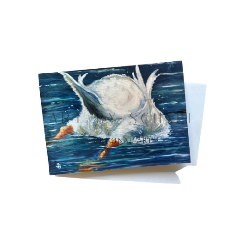 Butt Up Duck Original Art Greeting Card